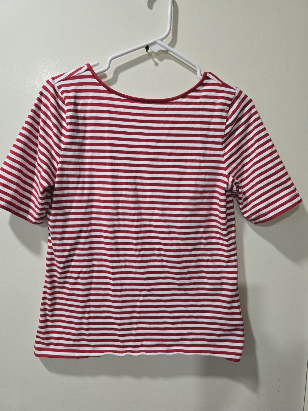 Chaps Red and White Short Sleeve Striped Tee